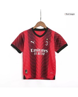 Camisa juvenil AC Milan kit 2023/24 Home