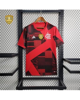 Camisa Flamengo antes do jogo vermelho 2023/24 +Patch