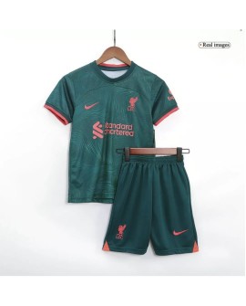 Kit camisa juvenil do Liverpool 202223 Terceiro