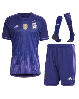 Camisa completa da Argentina 2022 fora da Copa do Mundo - TRÊS ESTRELAS