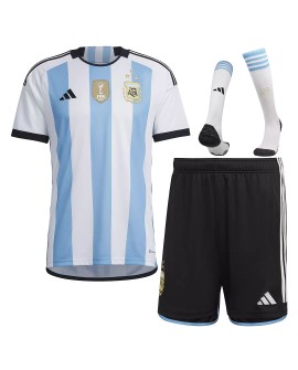Kit completo da camisa Argentina 2022 Home - TRÊS ESTRELAS