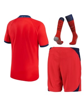 Kit completo da camisa juvenil da Inglaterra 2022 fora da Copa do Mundo